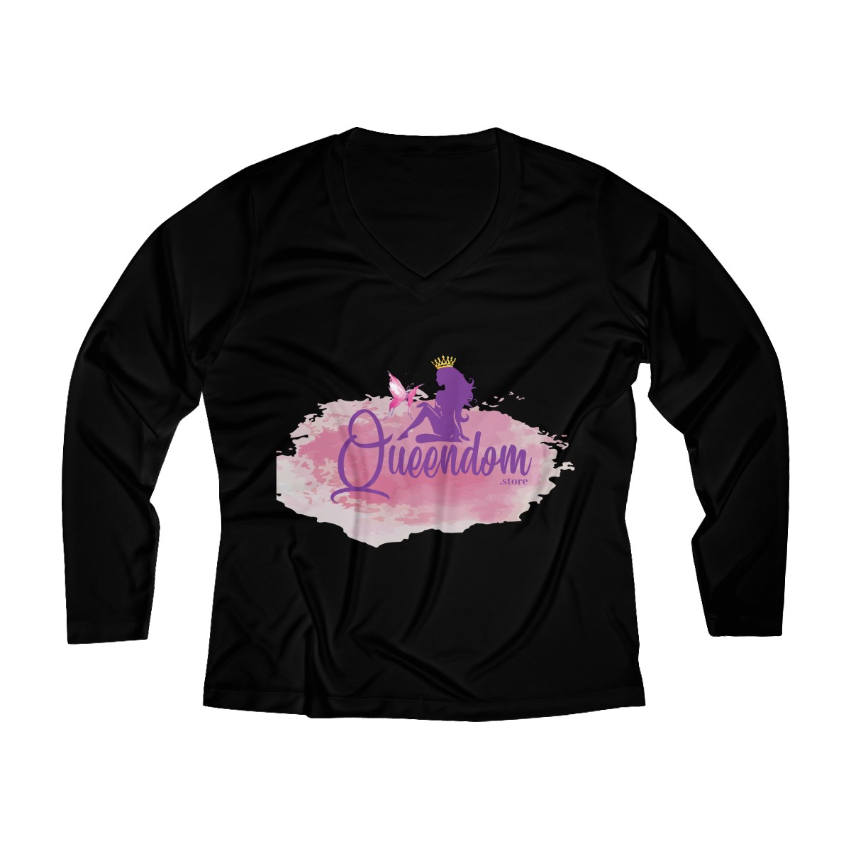 Long Sleeve V-neck Queendom Tee %100 polyester - Image 5