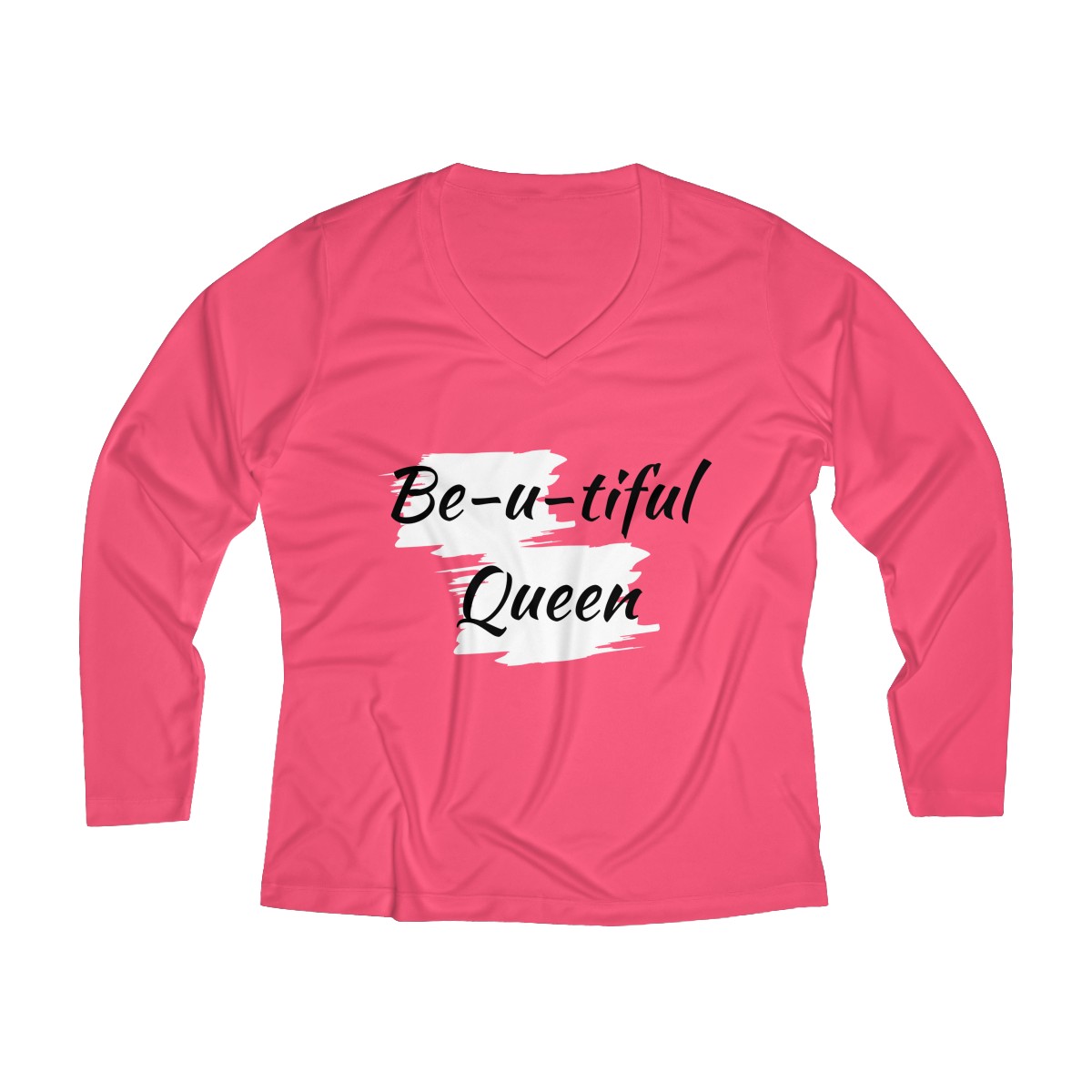 Long Sleeve V-neck Be-u-tiful Tee (Black Letters) - Image 5