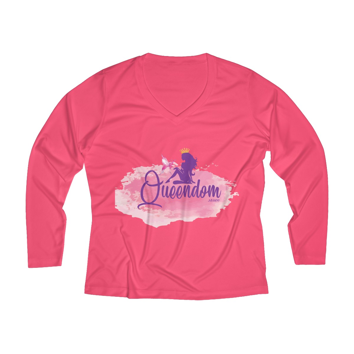 Long Sleeve V-neck Queendom Tee %100 polyester - Image 6