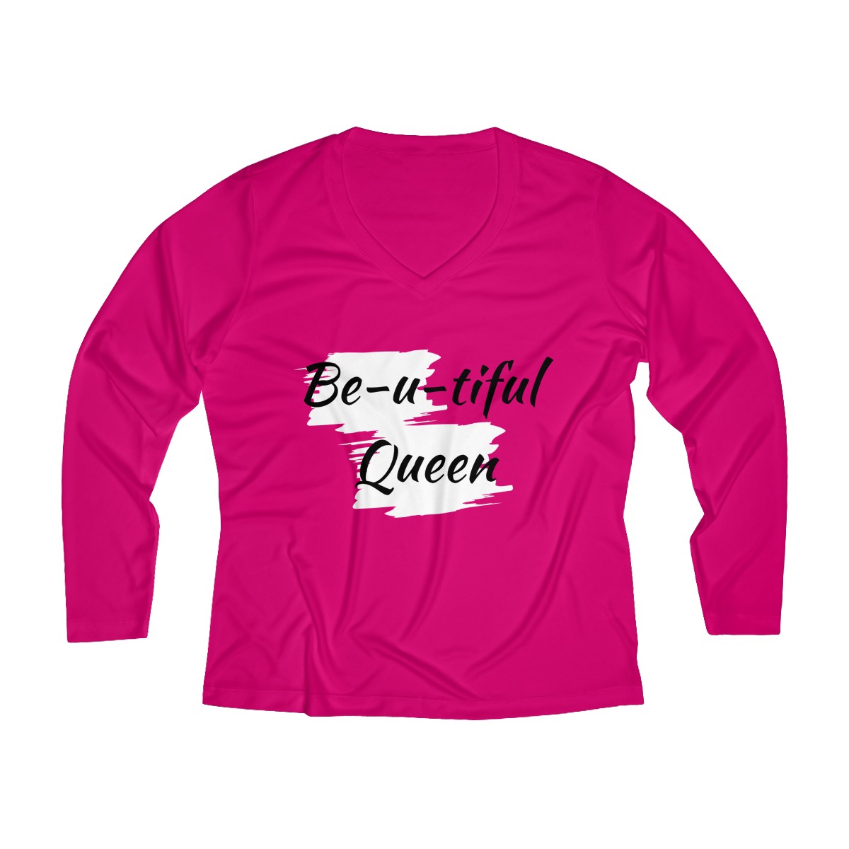 Long Sleeve V-neck Be-u-tiful Tee (Black Letters) - Image 4