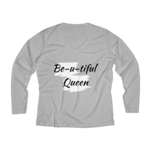 Long Sleeve V-neck Be-u-tiful Tee (Black Letters)