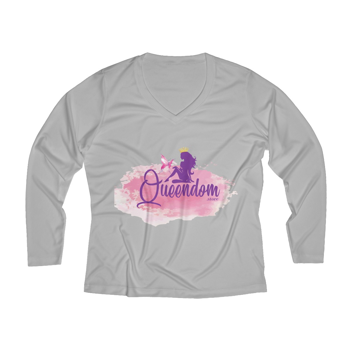 Long Sleeve V-neck Queendom Tee %100 polyester - Image 3
