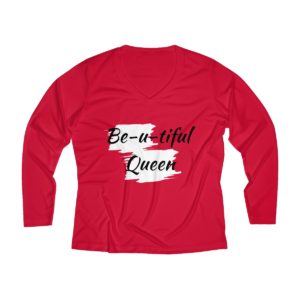 Long Sleeve V-neck Be-u-tiful Tee (Black Letters)