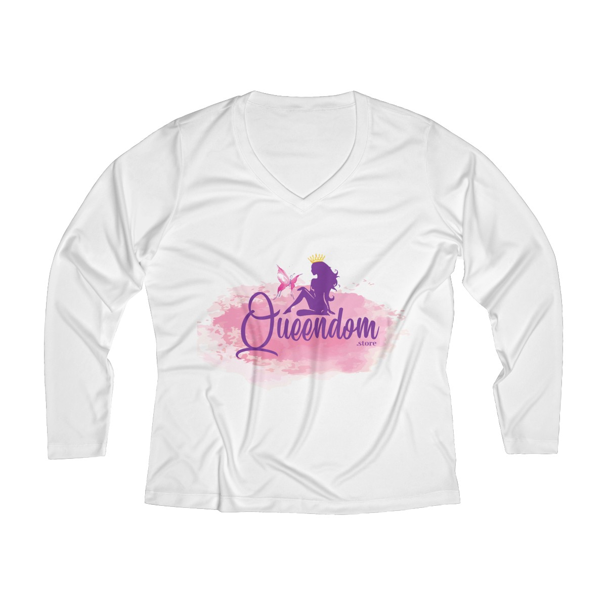 Long Sleeve V-neck Queendom Tee %100 polyester - Image 2