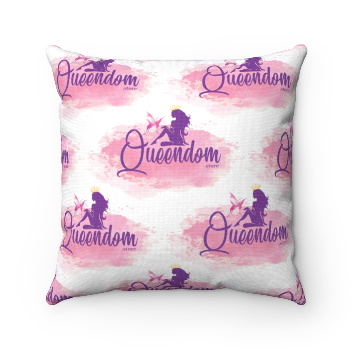 White Queendom Polyester Square Pillow